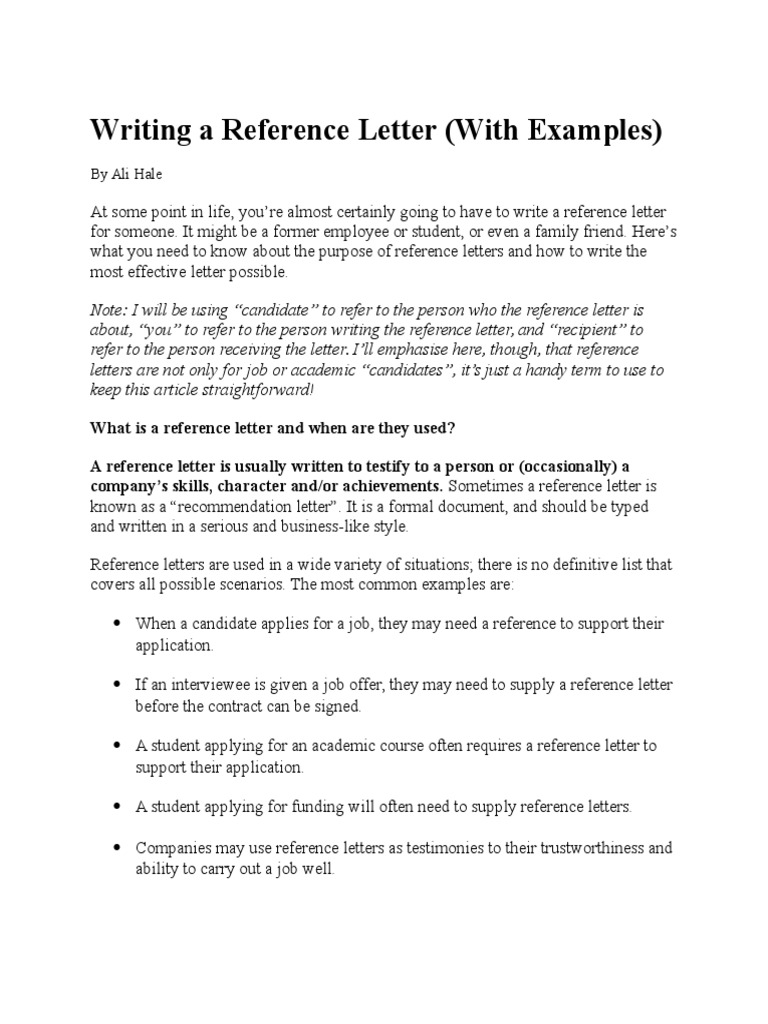 Writing A Reference Letter | PDF | Employment | Text