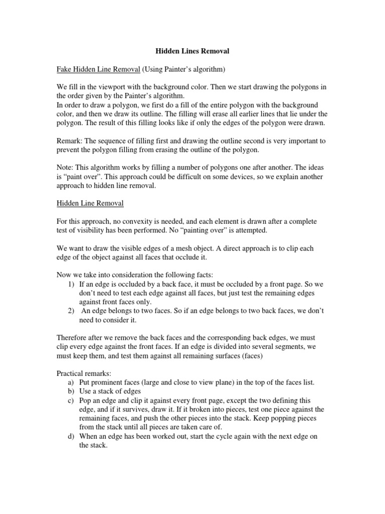 Hidden Line Removal Algorithm | PDF | Applied Mathematics ...