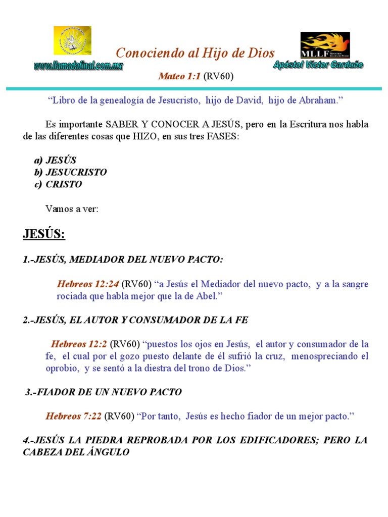 Conociendo a Jesucristo, Hijo de Dios | PDF | Cristo (título ...