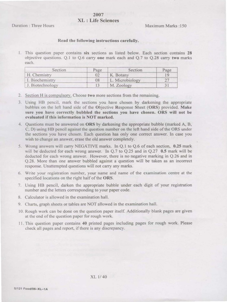 GATE Life Sciences 2007 PDF Plasmid Proteins