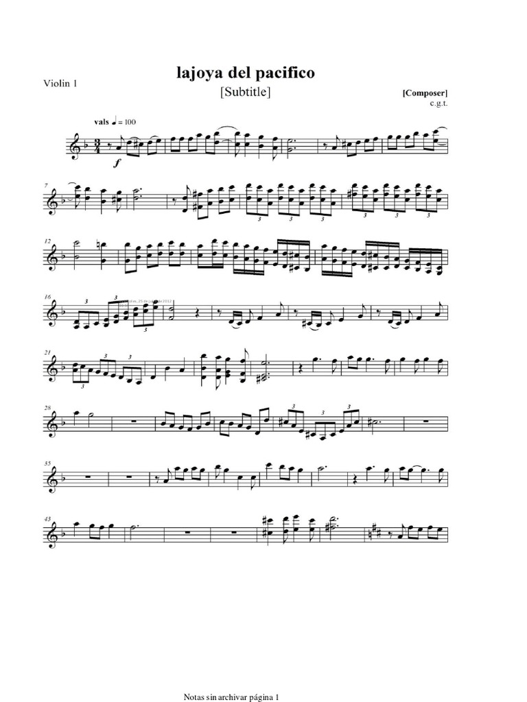 Joya Del Pacifico Violin 1 PDF