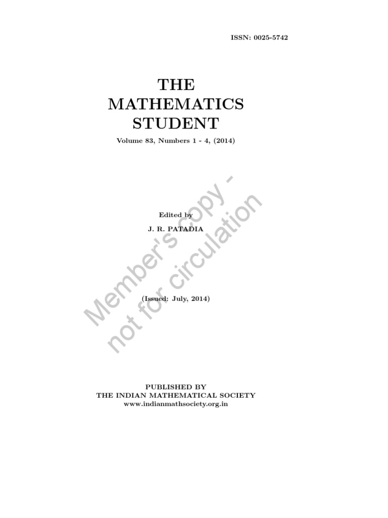 Maths Student 2014 | PDF | Fuzzy Logic | Basis (Linear Algebra)