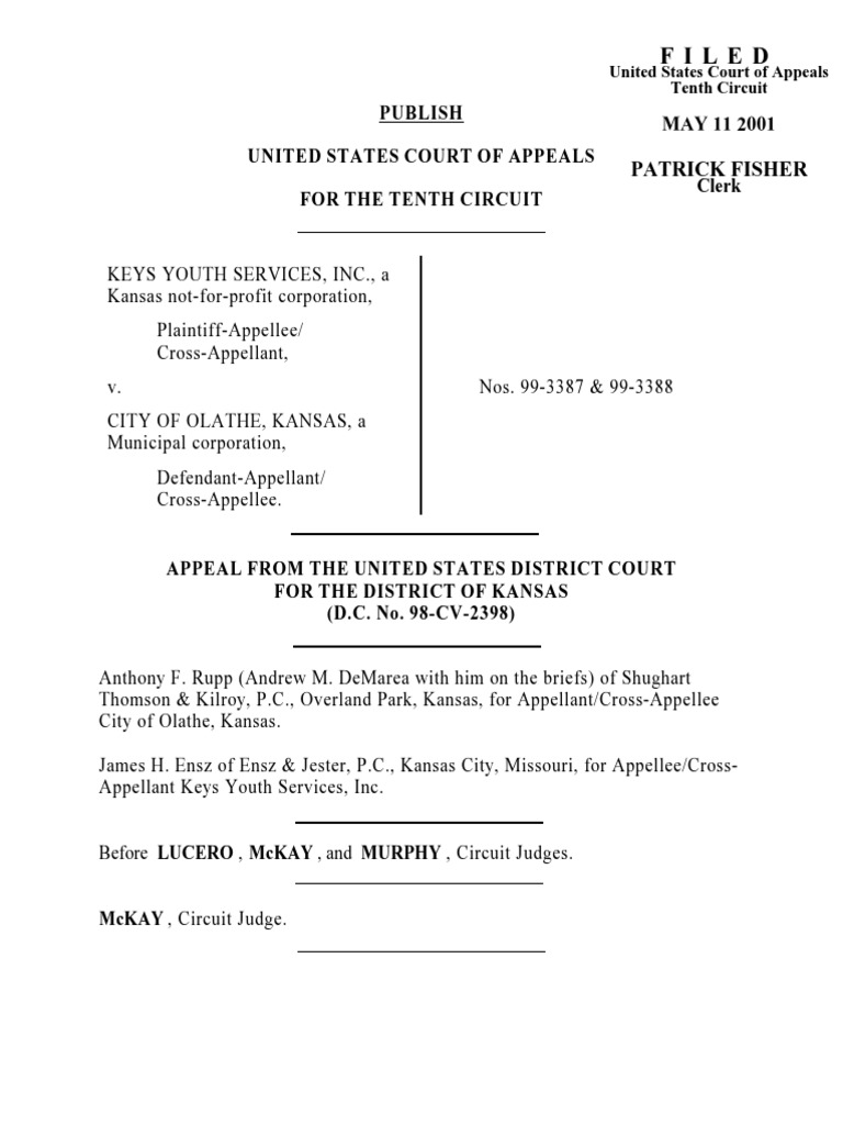 Keys Youth Services v. City of Olathe, 248 F.3d 1267, 10th Cir. (2001