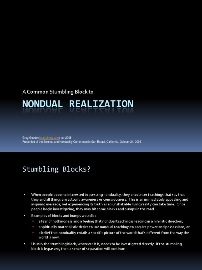 Overcoming Nondual Stumbling Blocks | PDF | Nondualism | Senses