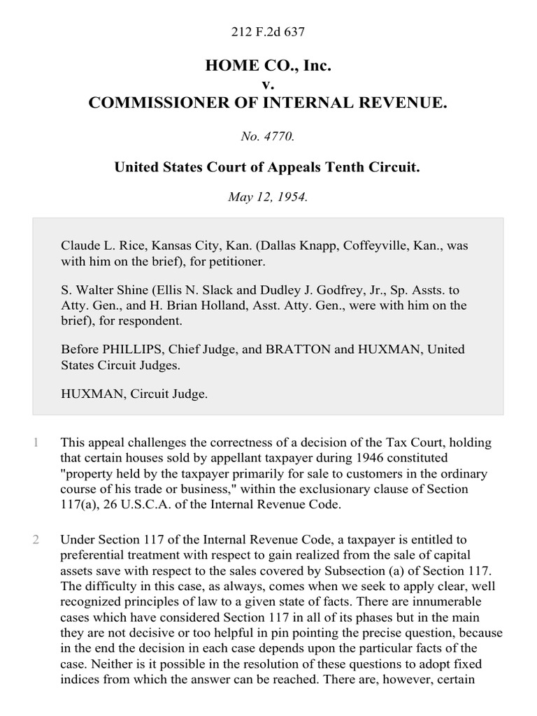 HOME CO., Inc. v. Commissioner Of Internal Revenue. United States