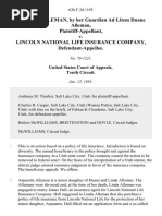 Anjanette Alleman, by Her Guardian Ad Litem Duane Alleman v. Lincoln National Life Insurance Company, 636 F.2d 1195, 10th Cir. (1981)