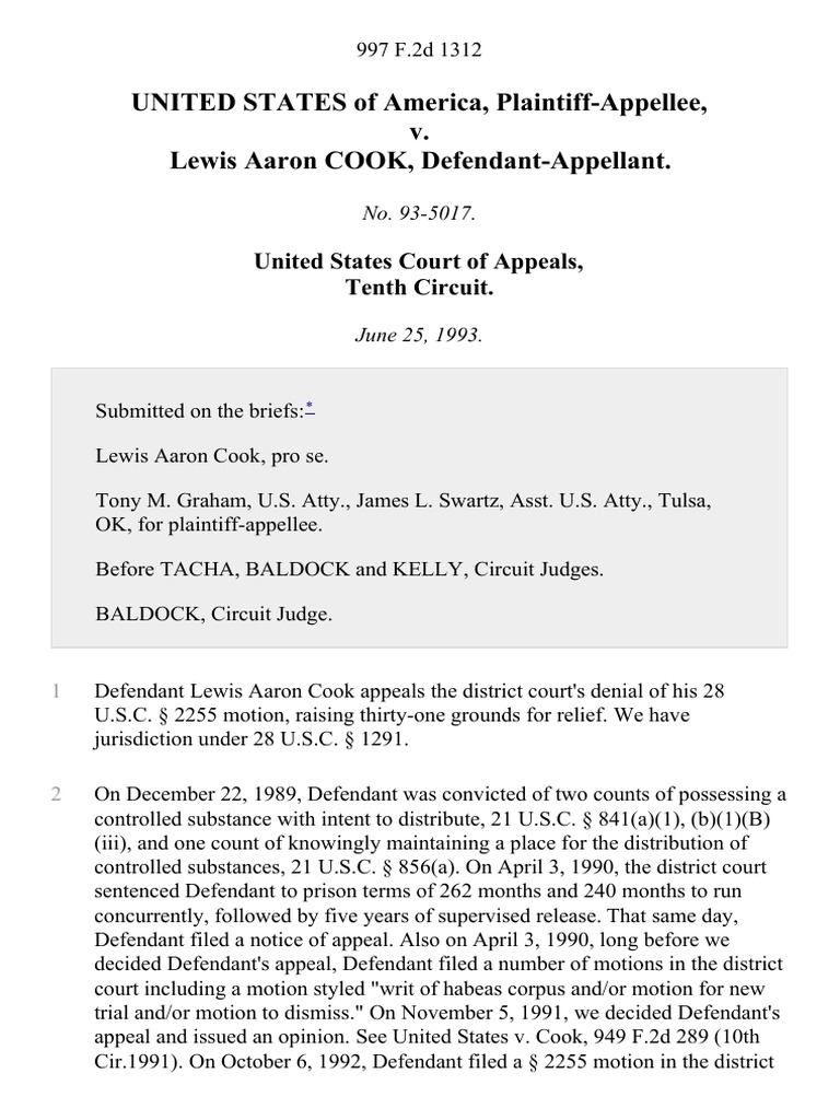 United States v. Lewis Aaron Cook, 997 F.2d 1312, 10th Cir. (1993