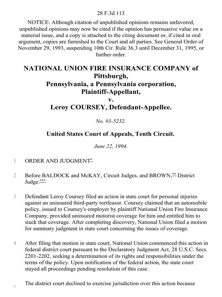 National Union Fire Insurance Company of Pittsburgh, Pennsylvania, A