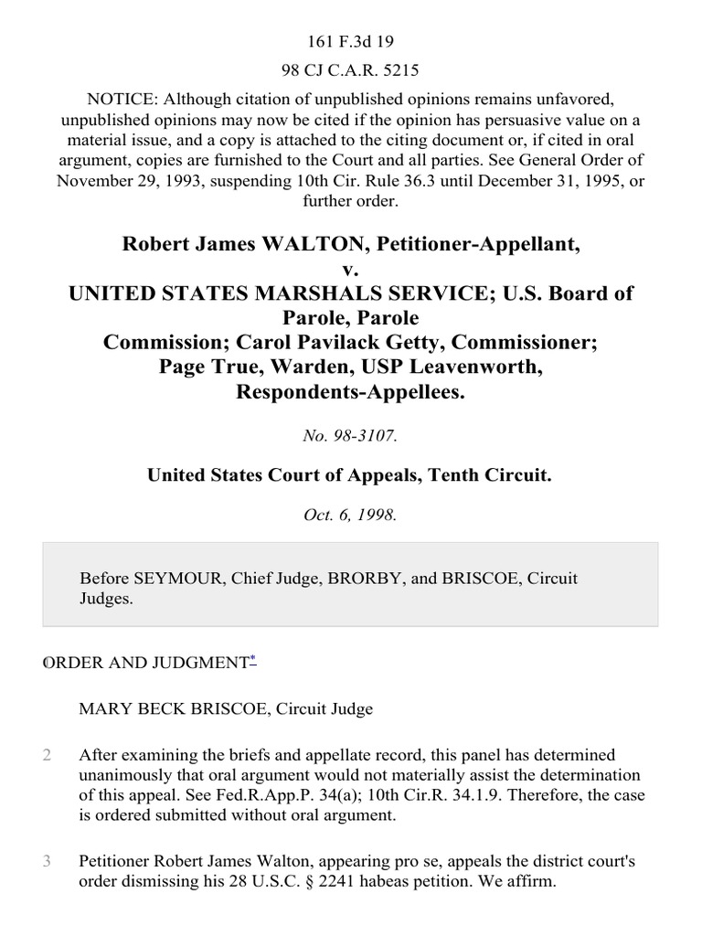 Robert James Walton v. United States Marshals Service U.S. Board of