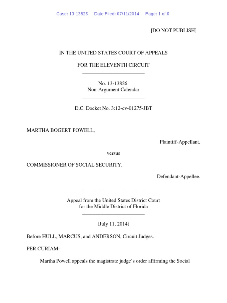 Martha Bogert Powell v. Commissioner of Social Security, 11th Cir