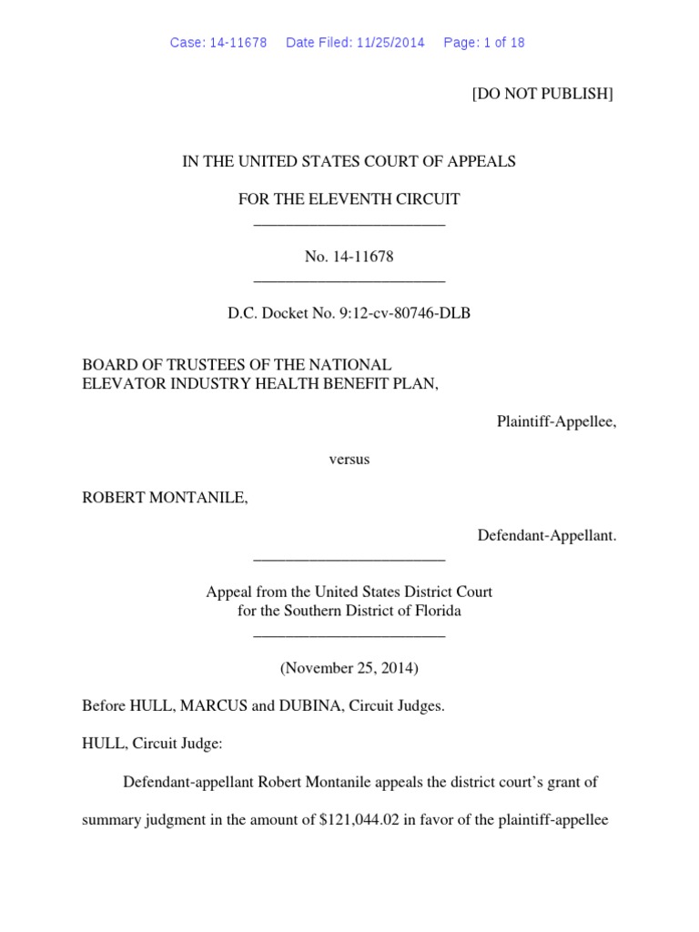 Board of Trustees of The National Elevator Industry Health Benefit Plan