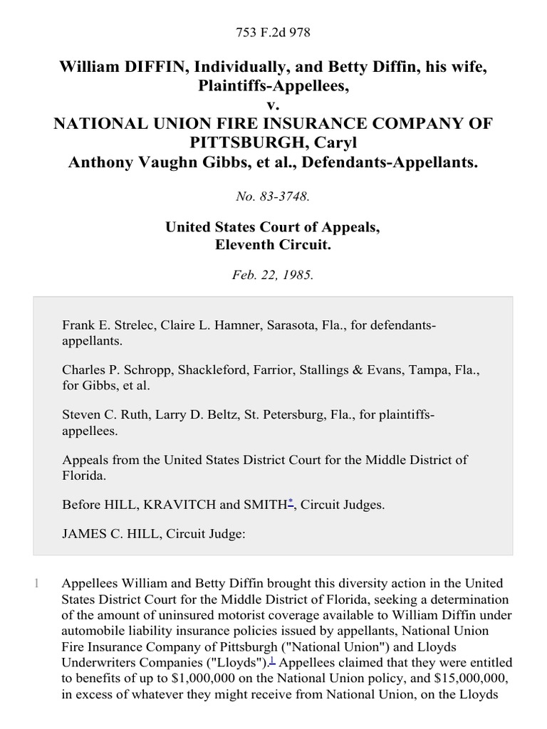 William Diffin, Individually, and Betty Diffin, His Wife v. National