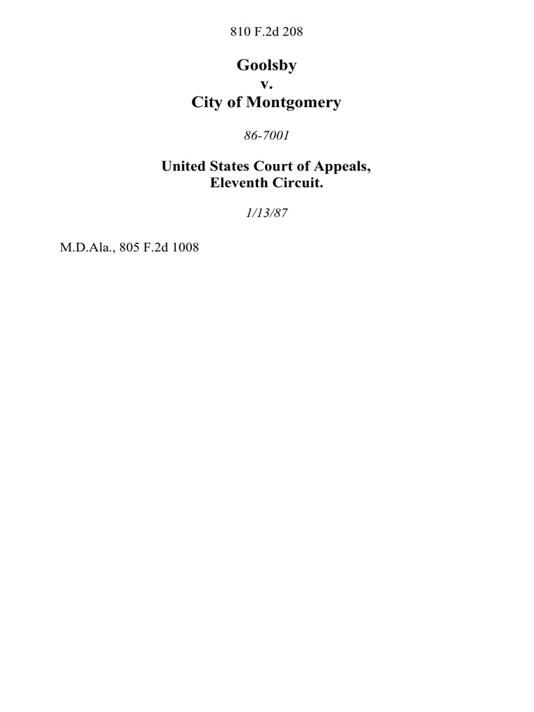 Goolsby v. City of Montgomery, 810 F.2d 208, 11th Cir. (1987) PDF
