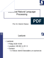 Statistical Natural Language Processing: Prof. Dr. Dietrich Klakow