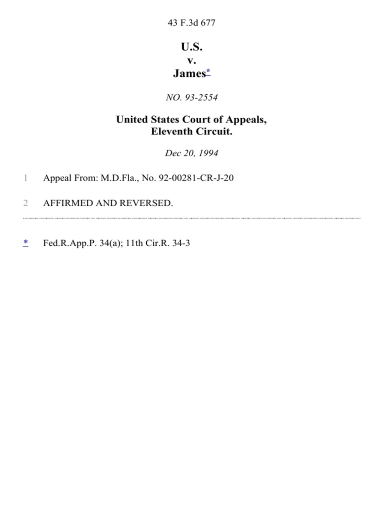 United States v. James, 43 F.3d 677, 11th Cir. (1994) | PDF