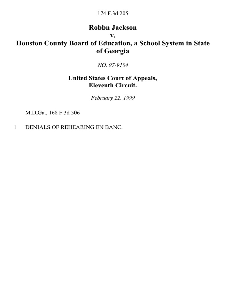 Robbn Jackson V Houston County Board Of Education A School System In 