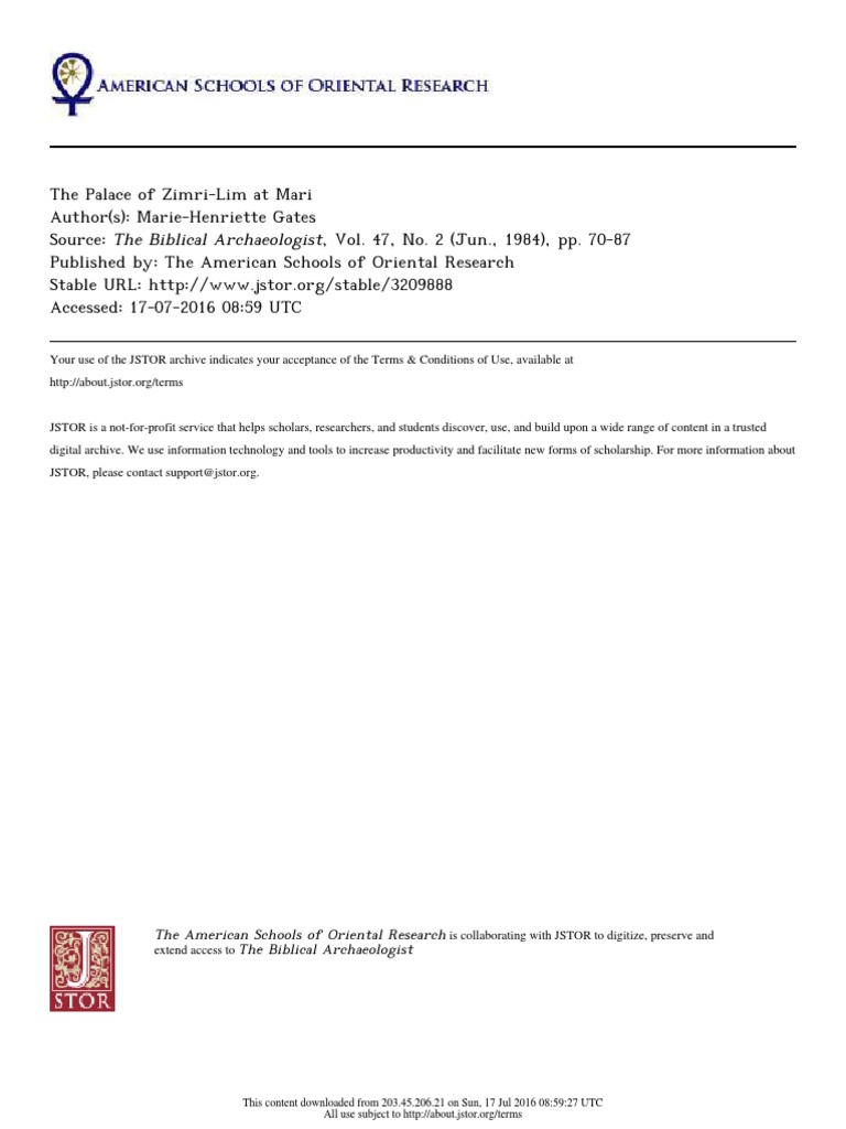 The Palace of ZimriLim at Mari A Detailed Examination of Its