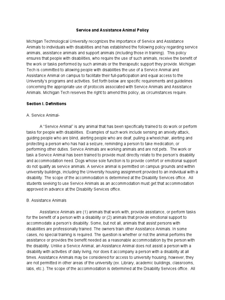 Service Animal Policy for Students | PDF | Justice | Crime & Violence