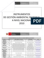 Instrumentos de Gestión Ambiental Sectorial a Nivel Nacional