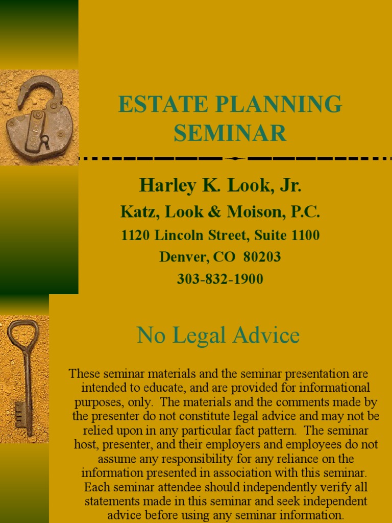 Estate Planning Seminar Basics Pdf Trust Law Estate Planning