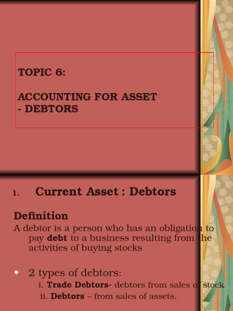 Accounting for Debtors and Bad Debts PDF Bad Debt Write Off