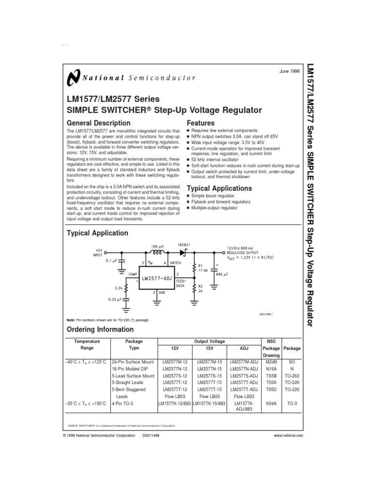 LM2577 PDF | PDF | Amplifier | Inductor