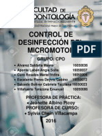 Control de Desinfección Del Micromotor: Grupo: Cpo