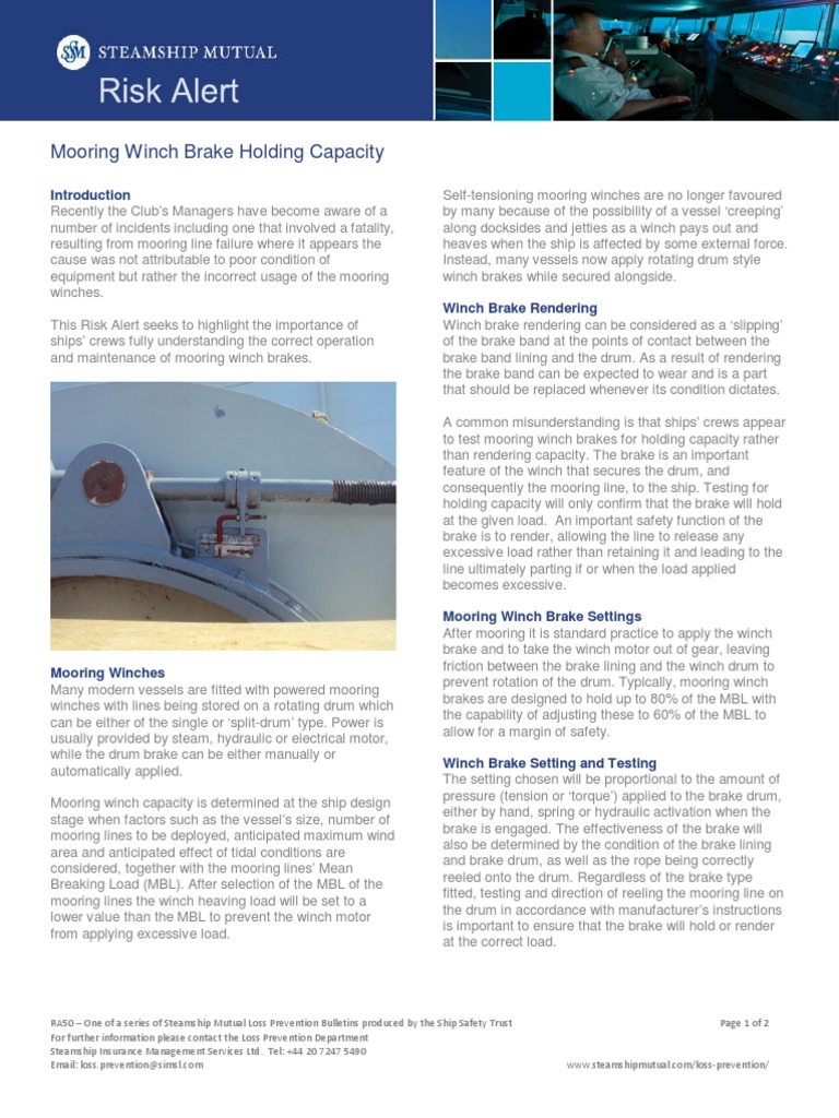 Mooring Winch Brake Holding Capacity PDF Brake Machines