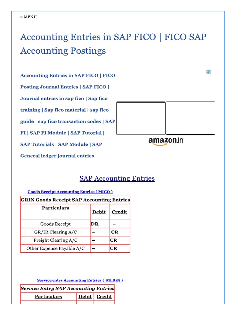 Accounting Entries in SAP FICO FICO S.. PDF