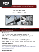 Identification Methods For Structural Systems: Prof. Dr. Eleni Chatzi Lecture 1 - 24 February, 2015