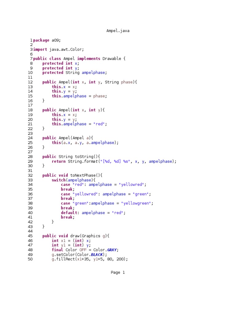 Java Traffic Light Class Implementation | PDF