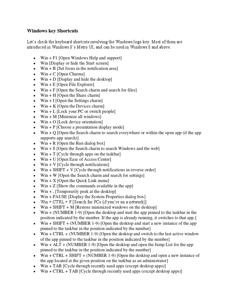 Essential Windows Key Shortcuts Guide | PDF