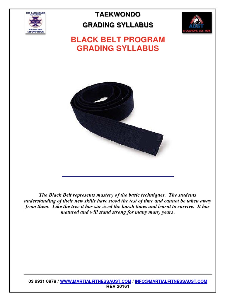 Black Belt Program Grading Syllabus Descargar gratis PDF Taekwondo Test (Assessment)