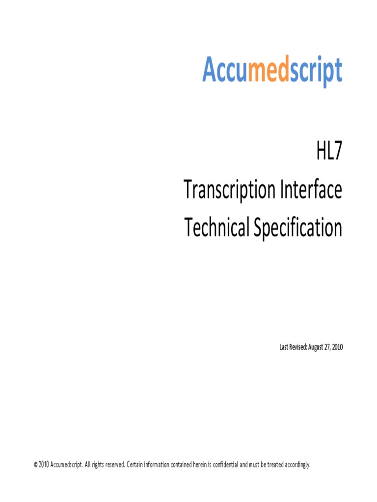 Accumedscript HL7 - Tech | PDF | Data Type | Transmission Control Protocol