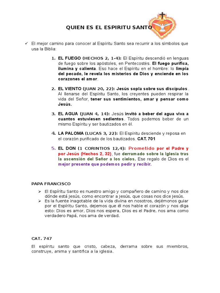 Cómo actúa el Espíritu Santo en nosotros | PDF | espíritu Santo ...