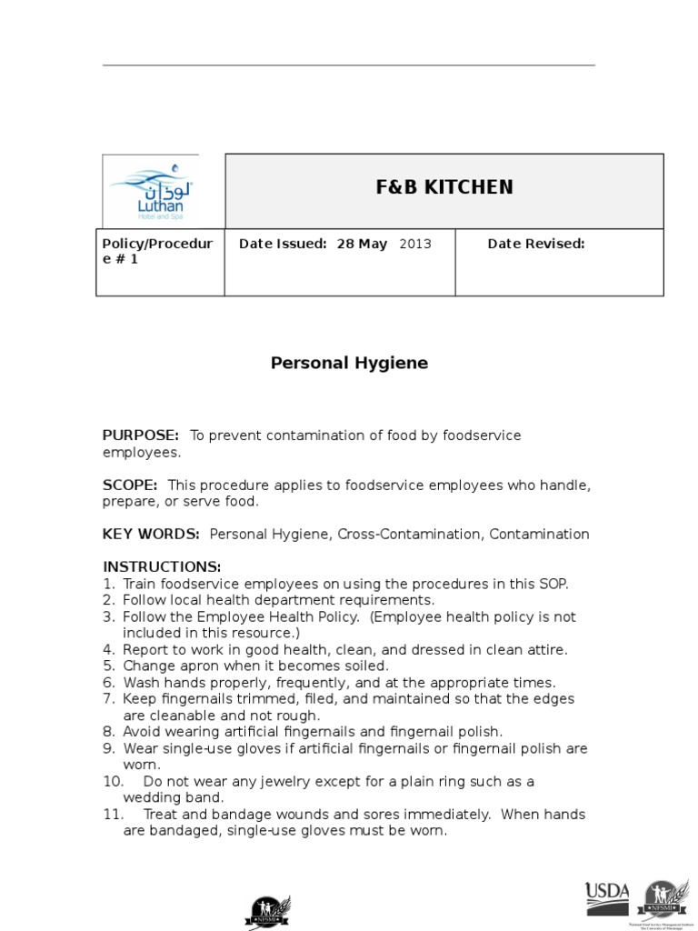 PersonalHygiene | PDF | Glove | Foods