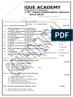 Unique Academy: Secondary Part-I (9 Class) Examination Session 2013-2014