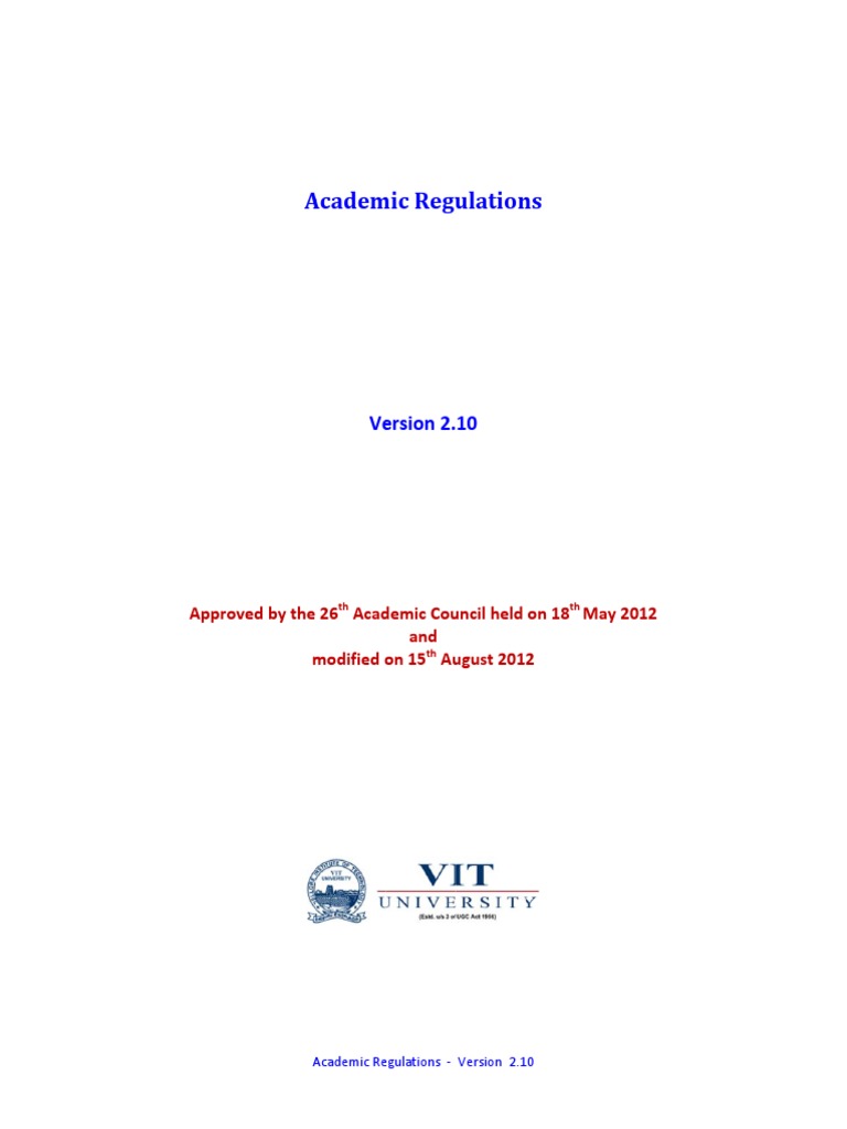 Academic Regulations Guide V2.10 | PDF | Course Credit | Internship