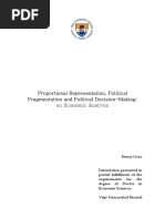 Proportional Representation Political Fragmentation and Political Decision Making An Economic Analysis D Dissertation