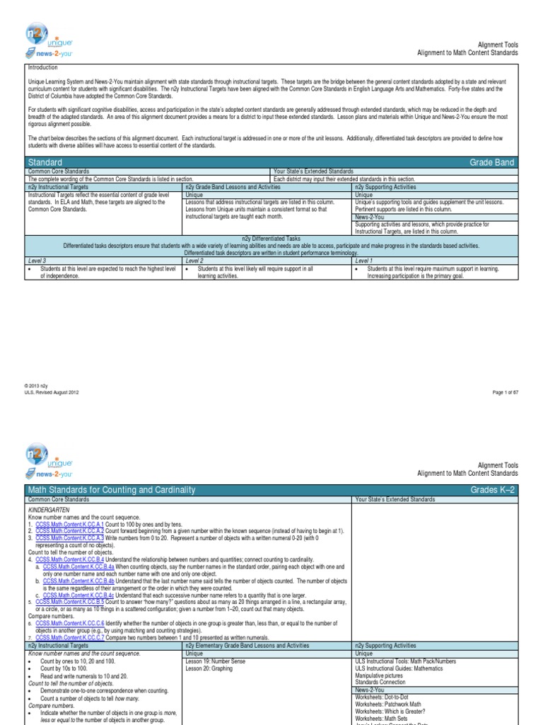 Alignment To Content Standards Math | PDF | Division (Mathematics) | Shape