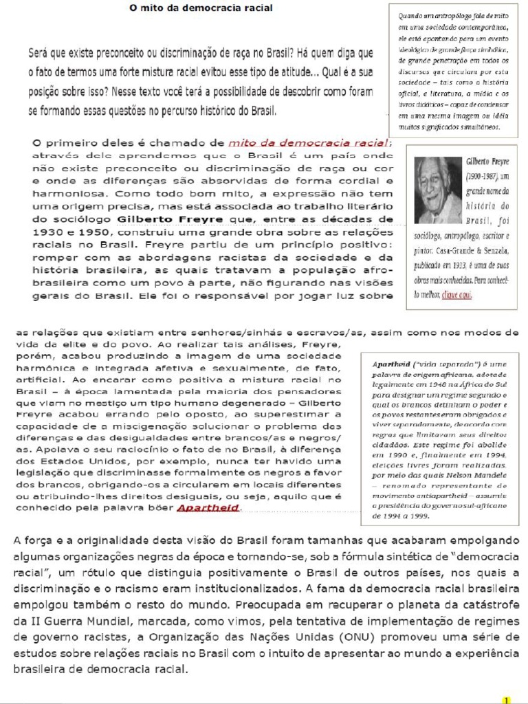 Texto O Mito Da Democracia Racial Pdf Pdf