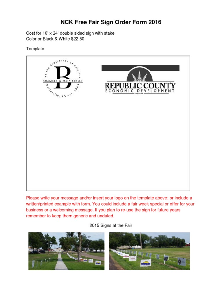 NCK Free Fair Signage Form 2016 PDF