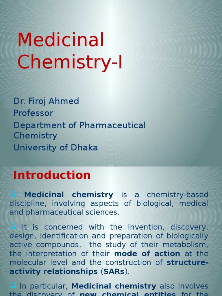 Medicinal Chemistry Overview | PDF | Isomer | Chirality (Chemistry)