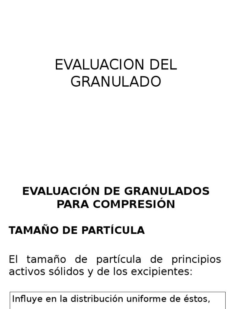 Clase Evaluacion Del Granulado | PDF | Medicamentos con receta | Densidad