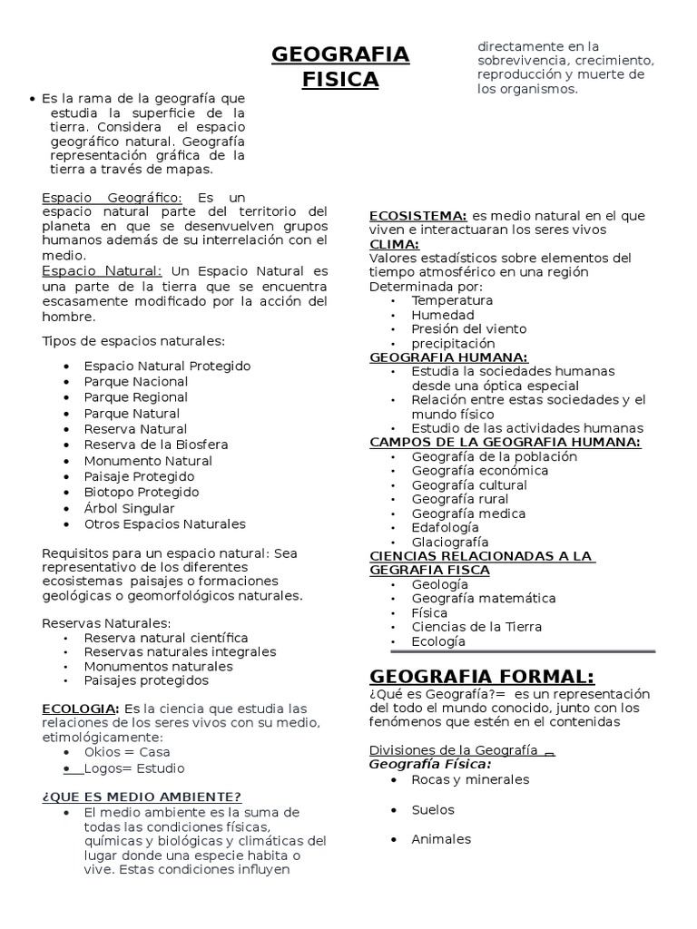 Resumen de Geografia Fisca Diapositiva 1 Geografía Paisaje