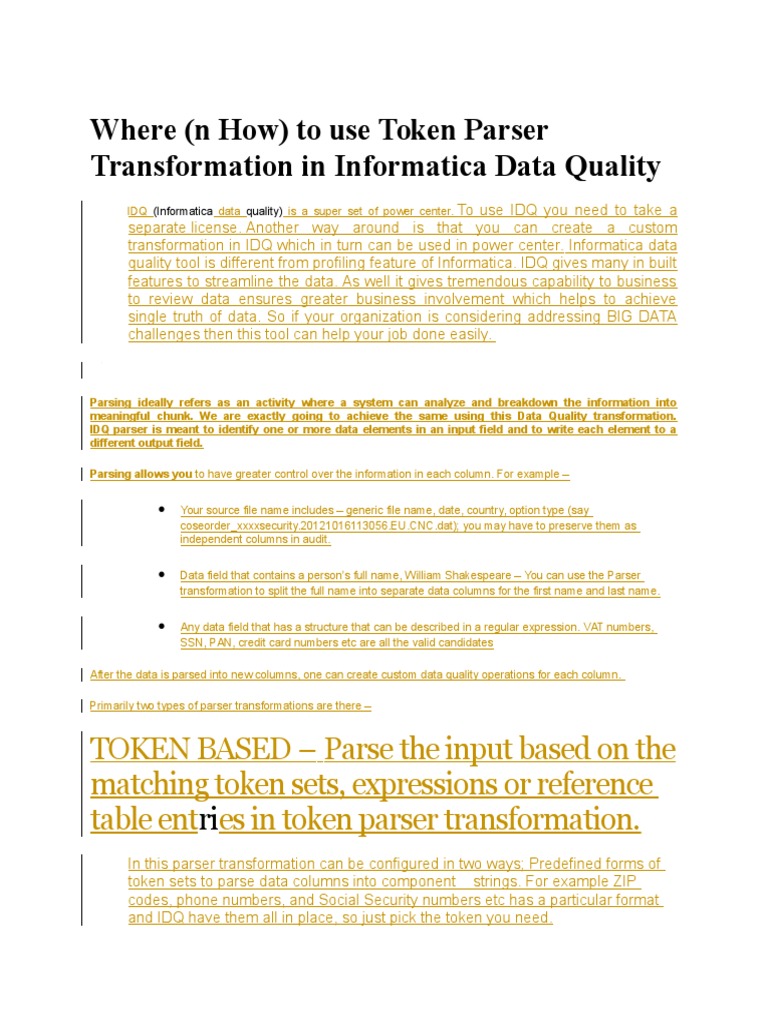 Parser transformation pdf parsing regular expression