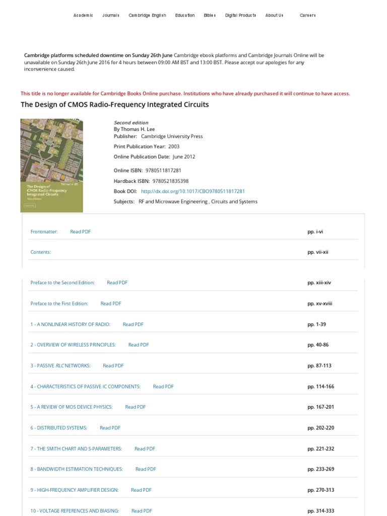 The Design of CMOS Radio-Frequency Integrated Circuits