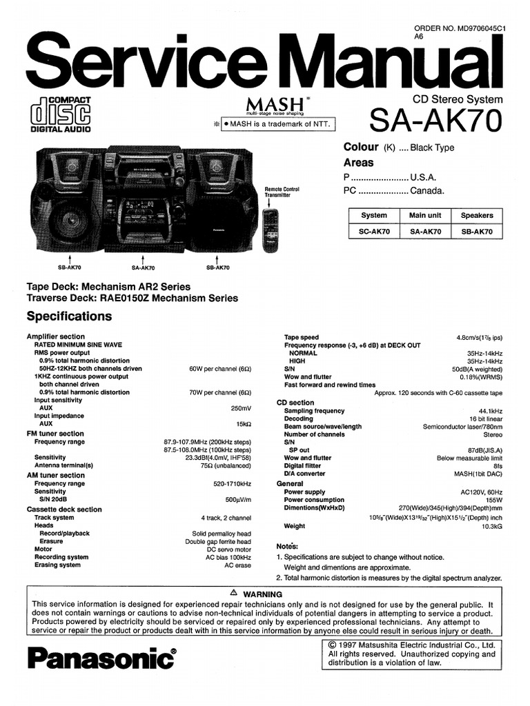 Panasonic Sa Ak70 PDF