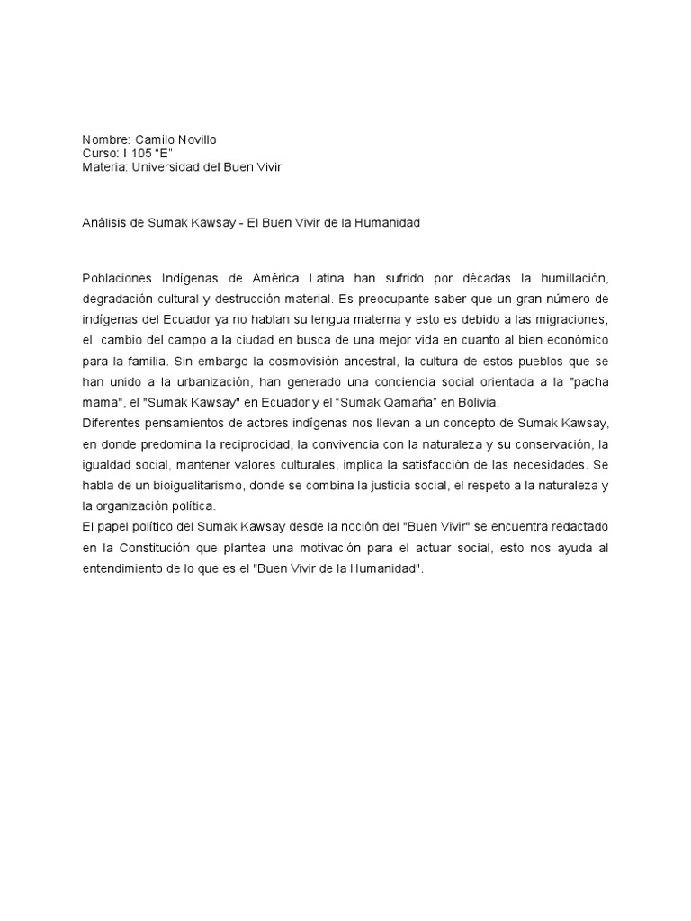 Analisis Sumak Kawsay PDF