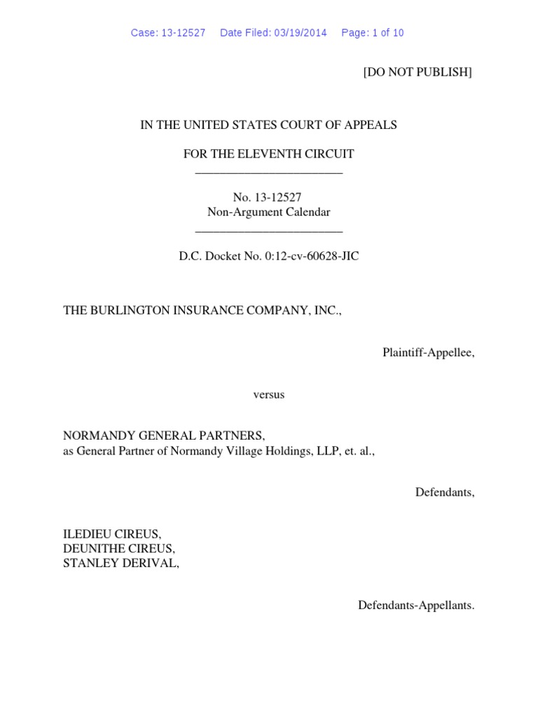 Burlington Insurance Company, Inc. v. Iledieu Cireus, 11th